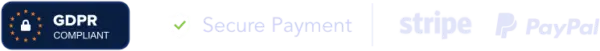 A logo with the words gpr and secure payment.